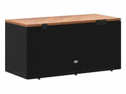 Online vidaxl Caja de almacenaje jardín madera acacia ratán 110x50x54cm Negro