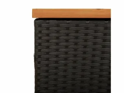 Online vidaxl Caja de almacenaje jardín madera acacia ratán 110x50x54cm Negro