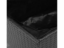 Online vidaxl Caja de almacenaje jardín madera acacia ratán 110x50x54cm Negro