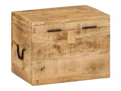 Caja de almacenaje madera maciza de mango 39x28x31 cm ES507001