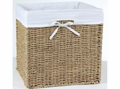 Online Calicosy Caja de almacenaje plegable de junco marino - 32 x 32 x 32 cm Color natural claro