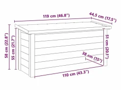 New Caja de almacenaje 44x119x57 cm Madera de pino impregnada Armario De Jardín