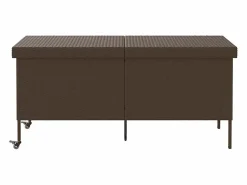 Hot Caja de almacenamiento de jardín con ruedas, marrón, 160x55x75 cm, resina trenzada Marru00f3n