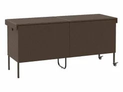 Hot Caja de almacenamiento de jardín con ruedas, marrón, 160x55x75 cm, resina trenzada Marru00f3n