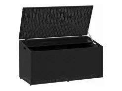 Hot Caja de almacenamiento de jardín negra 110x50x58 cm resina tejida Armario De Jardín