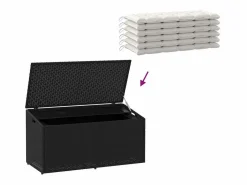 Hot Caja de almacenamiento de jardín negra 110x50x58 cm resina tejida Armario De Jardín
