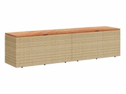 Caja de almacenamiento de jardín hecha de resina tejida y madera de acacia