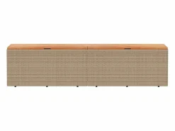 Caja de almacenamiento de jardín hecha de resina tejida y madera de acacia