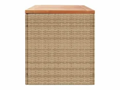 Caja de almacenamiento de jardín hecha de resina tejida y madera de acacia