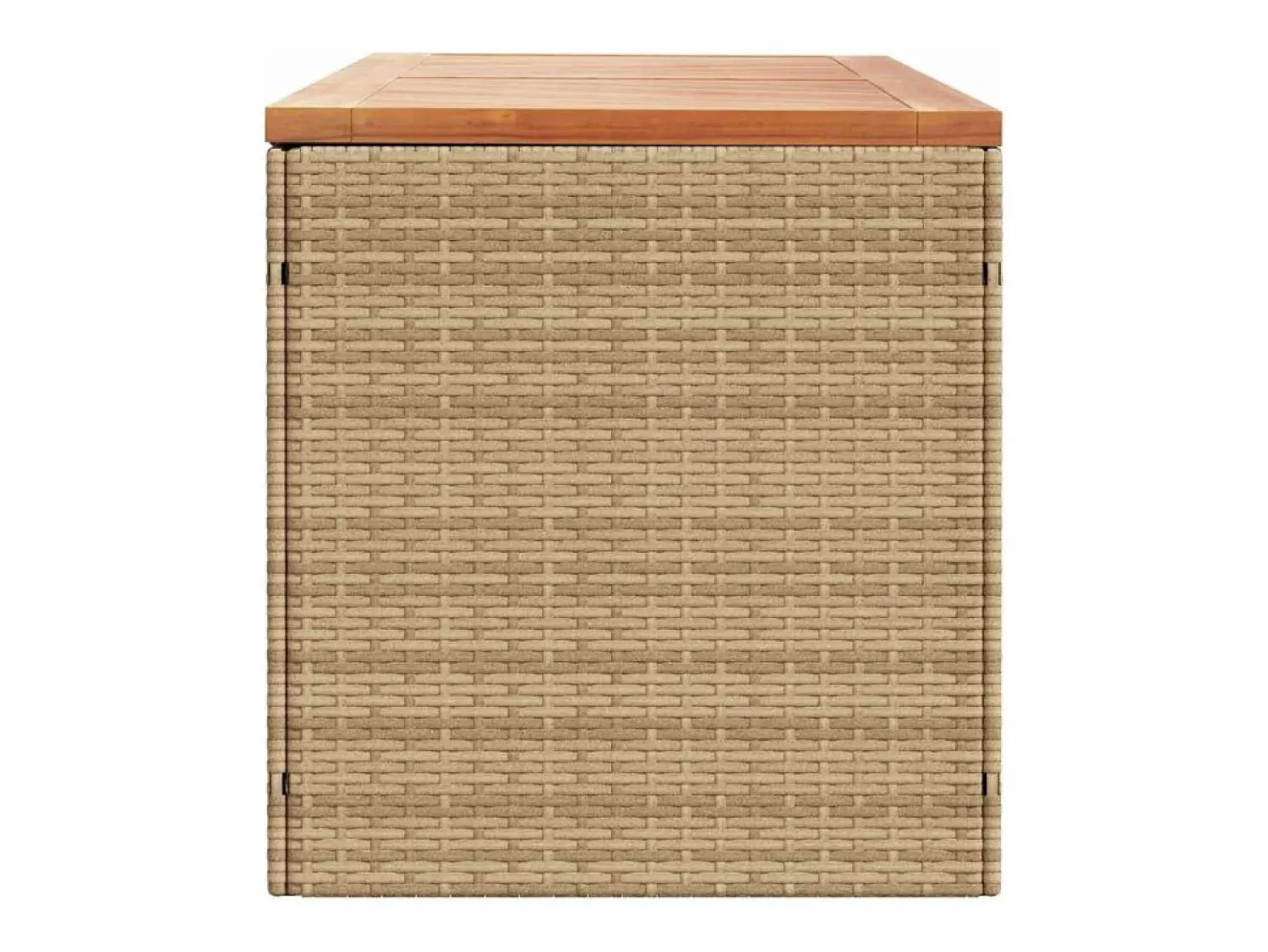 Caja de almacenamiento de jardín hecha de resina tejida y madera de acacia