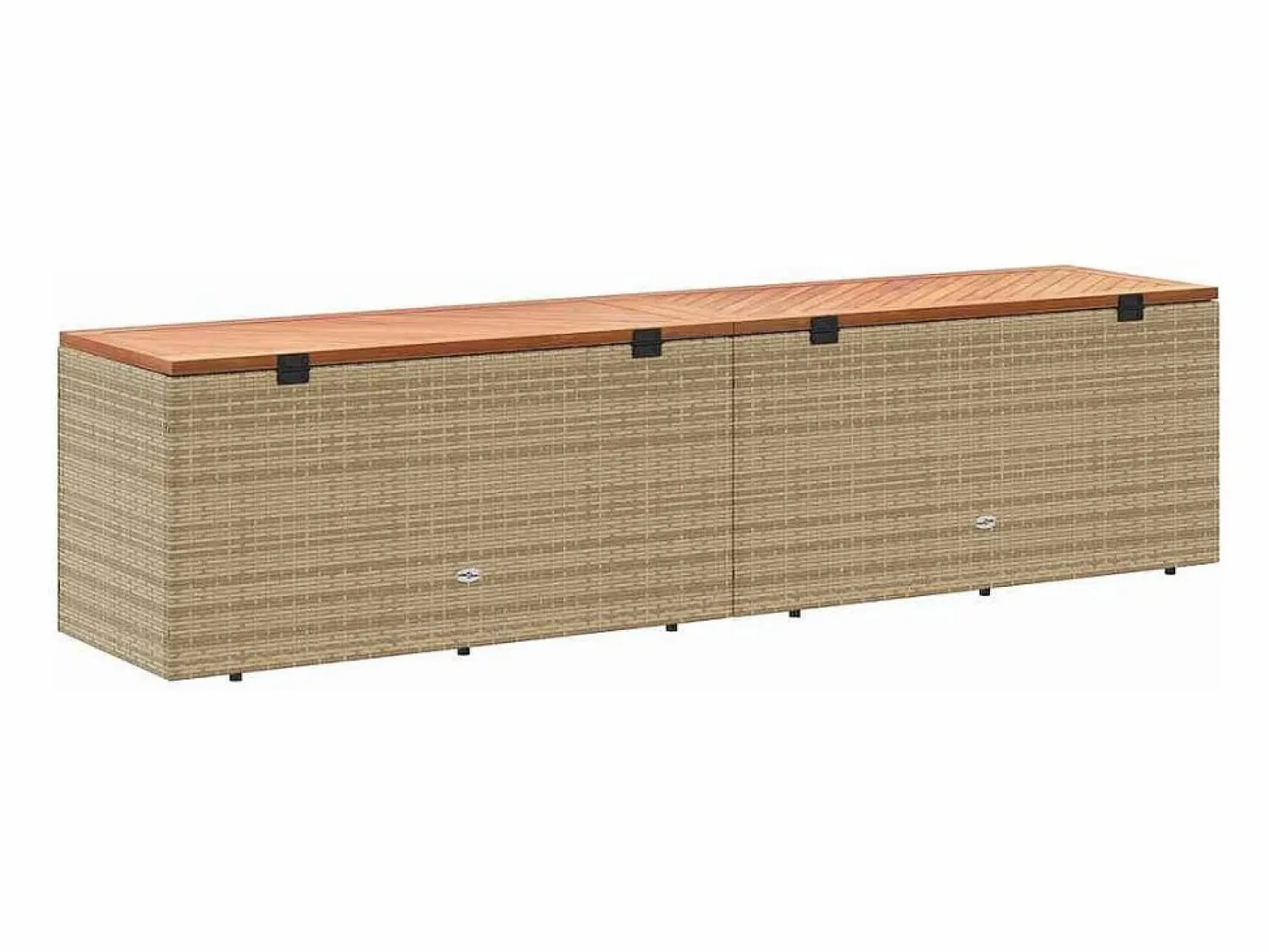 Caja de almacenamiento de jardín hecha de resina tejida y madera de acacia