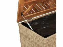 Caja de almacenamiento de jardín hecha de resina tejida y madera de acacia