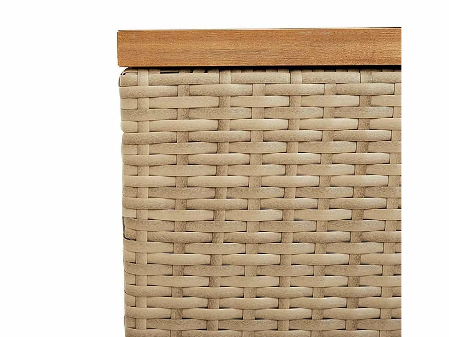 Caja de almacenamiento de jardín hecha de resina tejida y madera de acacia