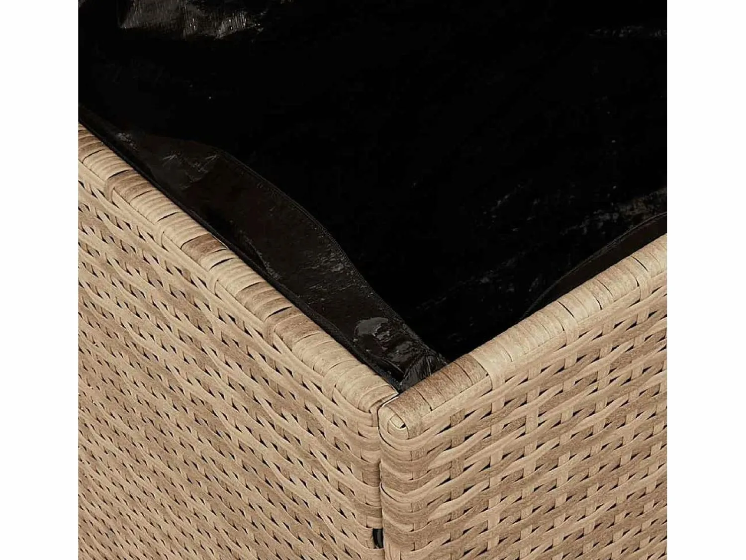 Caja de almacenamiento de jardín hecha de resina tejida y madera de acacia