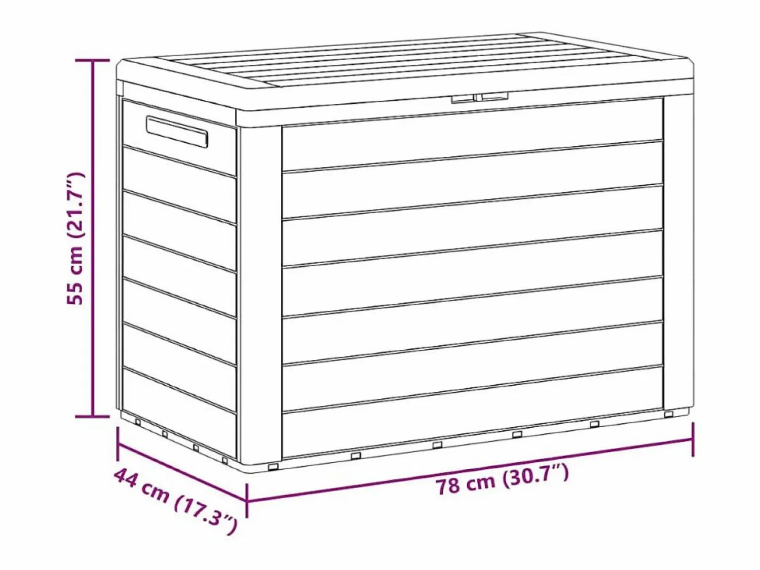 vidaxl Caja de almacenamiento de jardín 78x44x55 cm