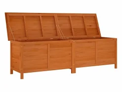 Caja de almacenamiento de jardín marrón hecha de madera maciza de abeto