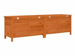 Caja de almacenamiento de jardín marrón hecha de madera maciza de abeto