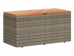 Caja de almacenamiento de jardín hecha de resina trenzada y madera de acacia