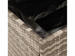 Caja de almacenamiento de jardín hecha de resina trenzada y madera de acacia