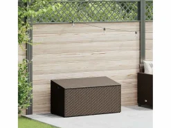 Caja de almacenamiento de jardín marrón 110x50x58 cm resina tejida