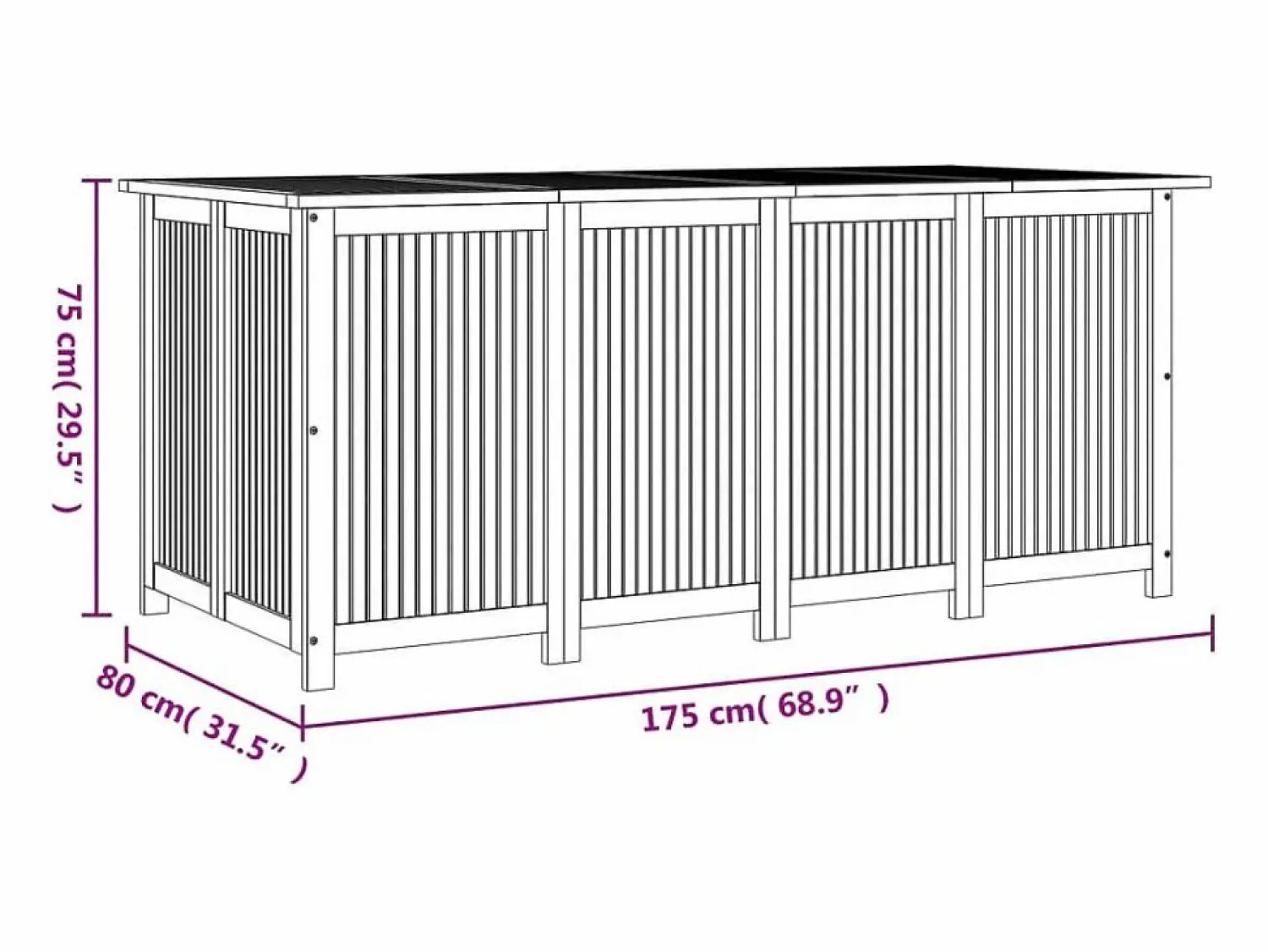Hot Caja de almacenamiento de jardín 175x80x75 cm madera maciza de acacia Marru00f3n