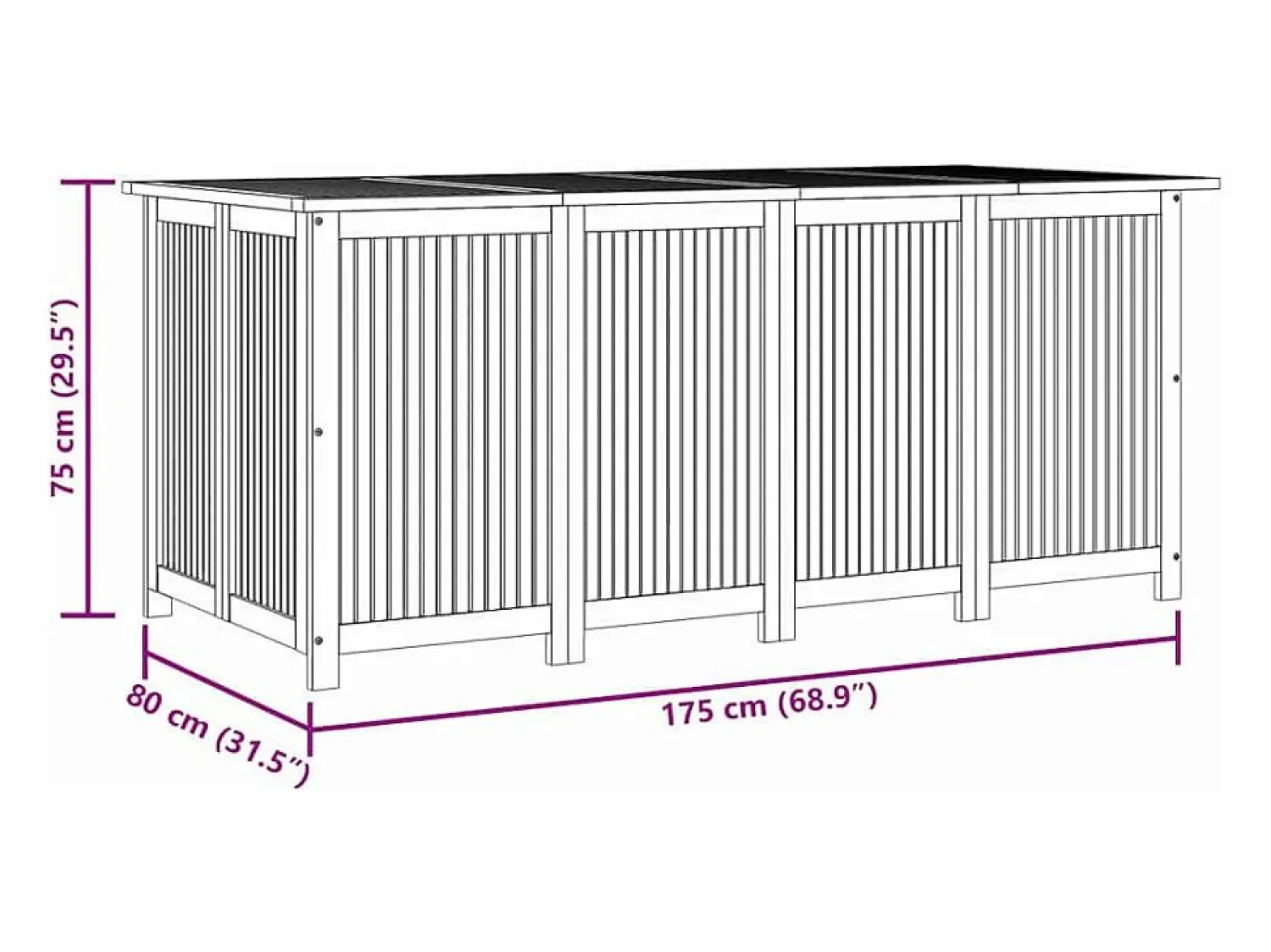 Hot Caja de almacenamiento de jardín 175x80x75 cm madera maciza de acacia Marru00f3n