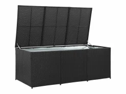 Clearance Caja de almacenamiento de jardín Resina mimbre 180x90x70 cm Negro
