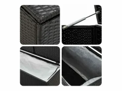 Clearance Caja de almacenamiento de jardín Resina mimbre 180x90x70 cm Negro