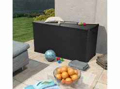 New Caja de almacenamiento de jardín Antracita 120x56x63 cm PP Ratán Gris