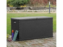 New Caja de almacenamiento de jardín Antracita 120x56x63 cm PP Ratán Gris