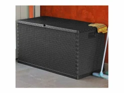 New Caja de almacenamiento de jardín Antracita 120x56x63 cm PP Ratán Gris