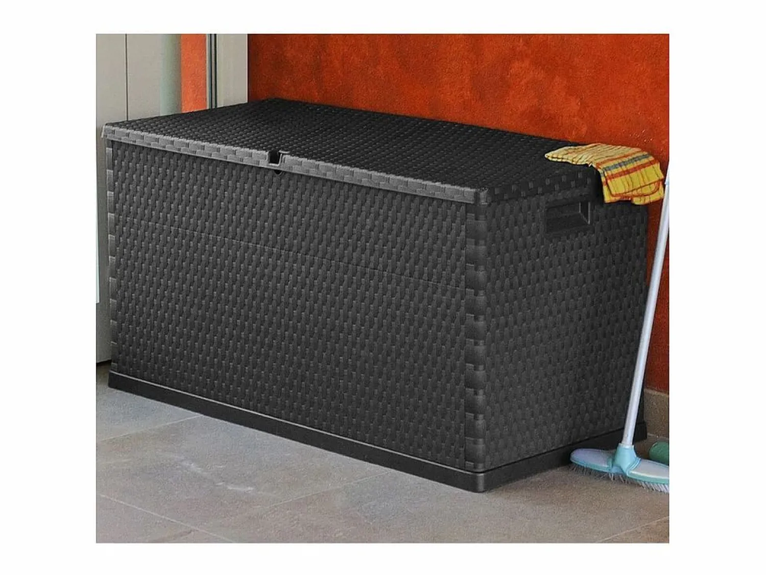 New Caja de almacenamiento de jardín Antracita 120x56x63 cm PP Ratán Gris