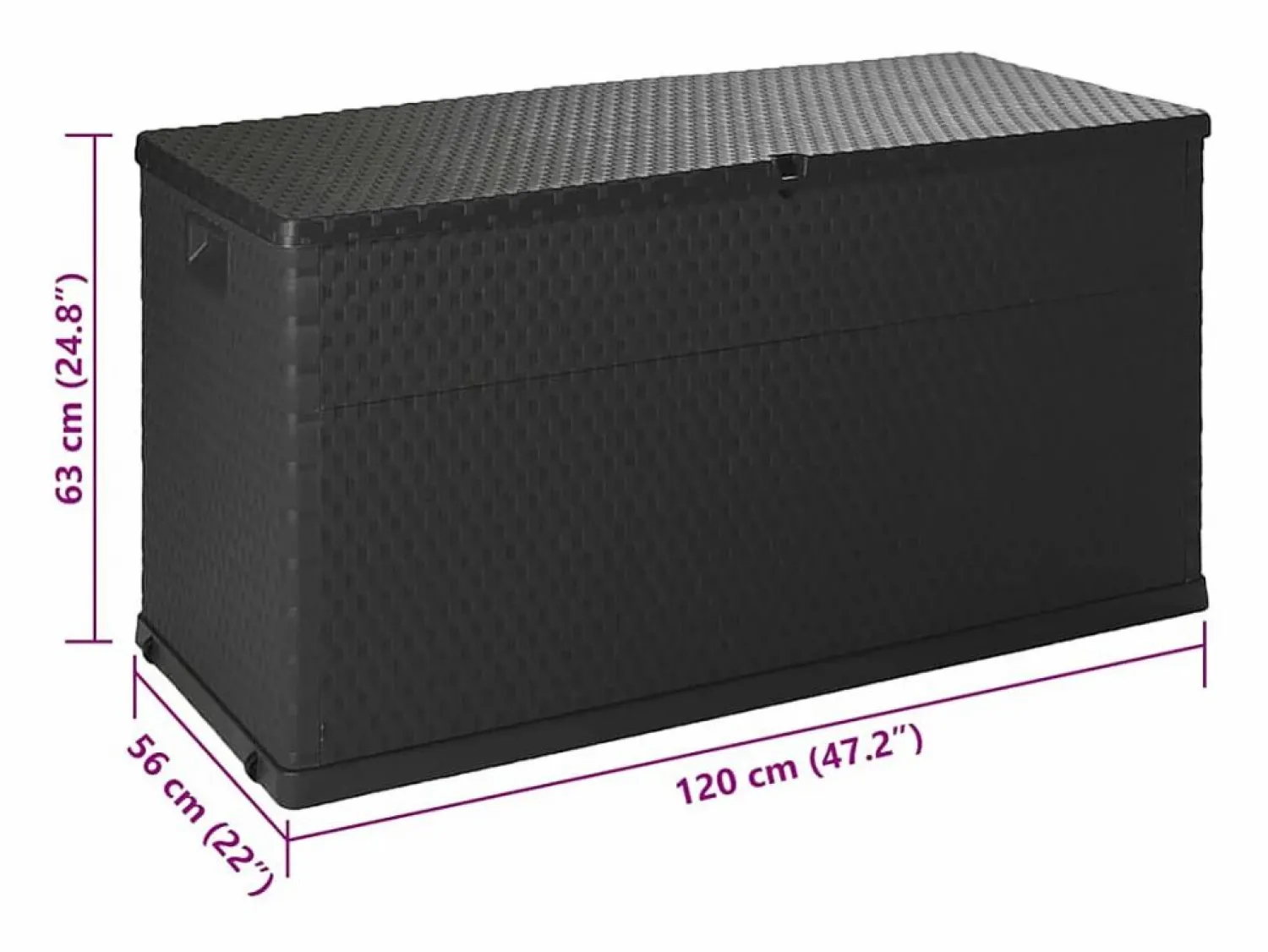 New Caja de almacenamiento de jardín Antracita 120x56x63 cm PP Ratán Gris