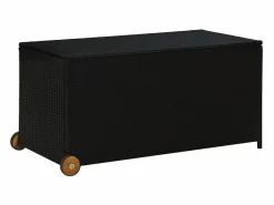 Caja de almacenamiento de jardín negra 120x65x61 cm resina tejida