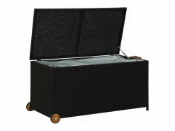 Caja de almacenamiento de jardín negra 120x65x61 cm resina tejida