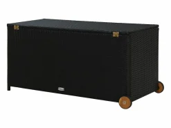 Caja de almacenamiento de jardín negra 120x65x61 cm resina tejida