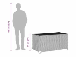 Caja de almacenamiento de jardín negra 120x65x61 cm resina tejida