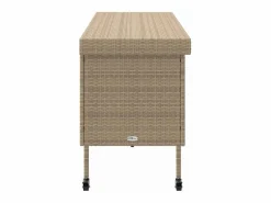 Caja de almacenamiento de jardín con ruedas, 160x55x75 cm, resina trenzada Beige