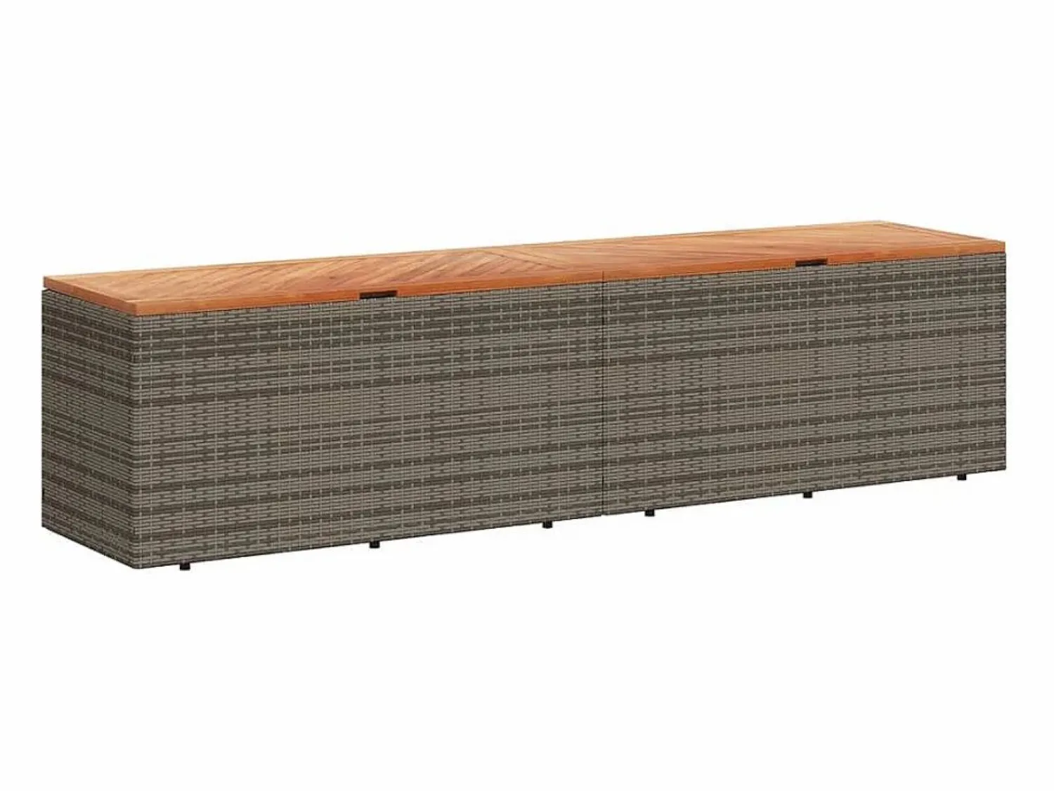 Outlet Caja de almacenamiento de jardín hecha de resina trenzada y madera de acacia Gris