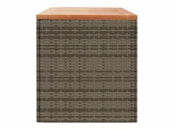 Outlet Caja de almacenamiento de jardín hecha de resina trenzada y madera de acacia Gris