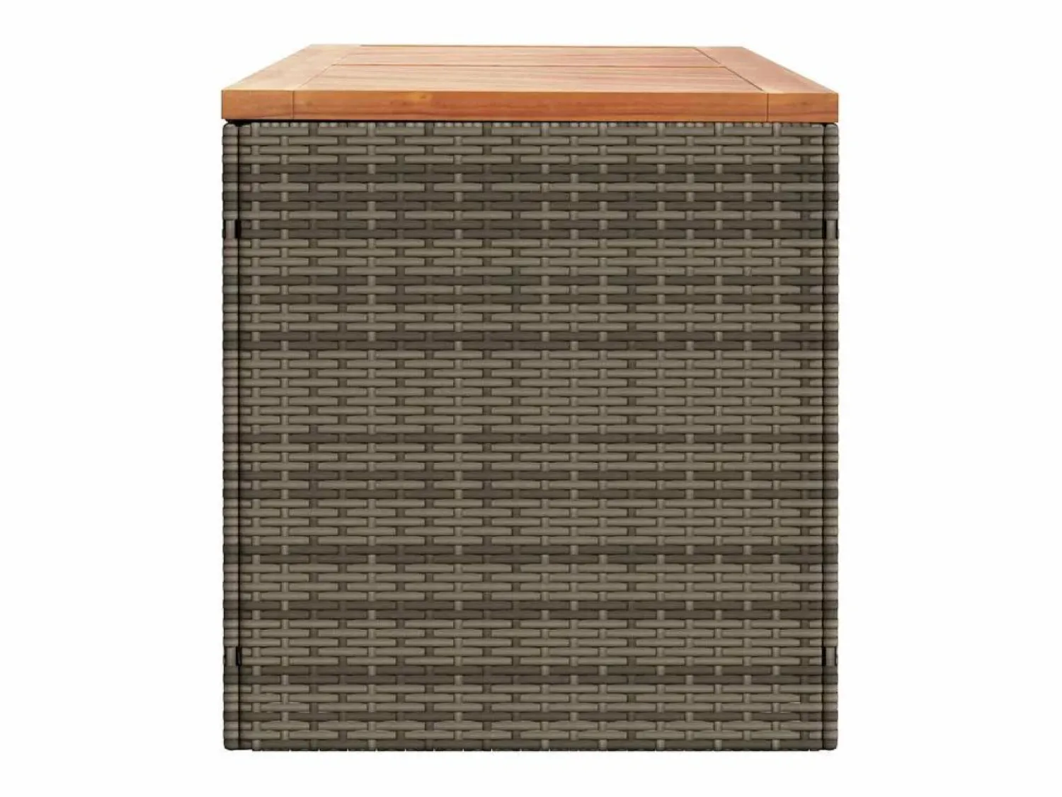 Outlet Caja de almacenamiento de jardín hecha de resina trenzada y madera de acacia Gris