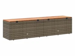 Outlet Caja de almacenamiento de jardín hecha de resina trenzada y madera de acacia Gris
