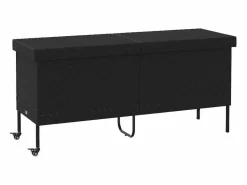 Best Caja de almacenamiento para jardín de mimbre de resina negra y ruedas Negro