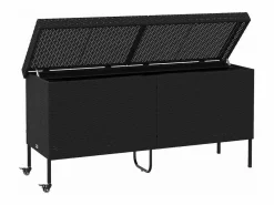 Best Caja de almacenamiento para jardín de mimbre de resina negra y ruedas Negro