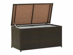 Caja de almacenamiento para jardín de resina tejida 100x50x50 cm marrón