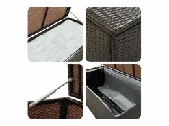 Caja de almacenamiento para jardín de resina tejida 100x50x50 cm marrón