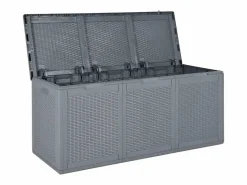 Discount Caja de almacenamiento para jardín de ratán PP de 270 L Gris