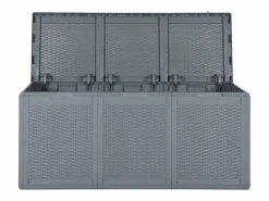 Discount Caja de almacenamiento para jardín de ratán PP de 270 L Gris