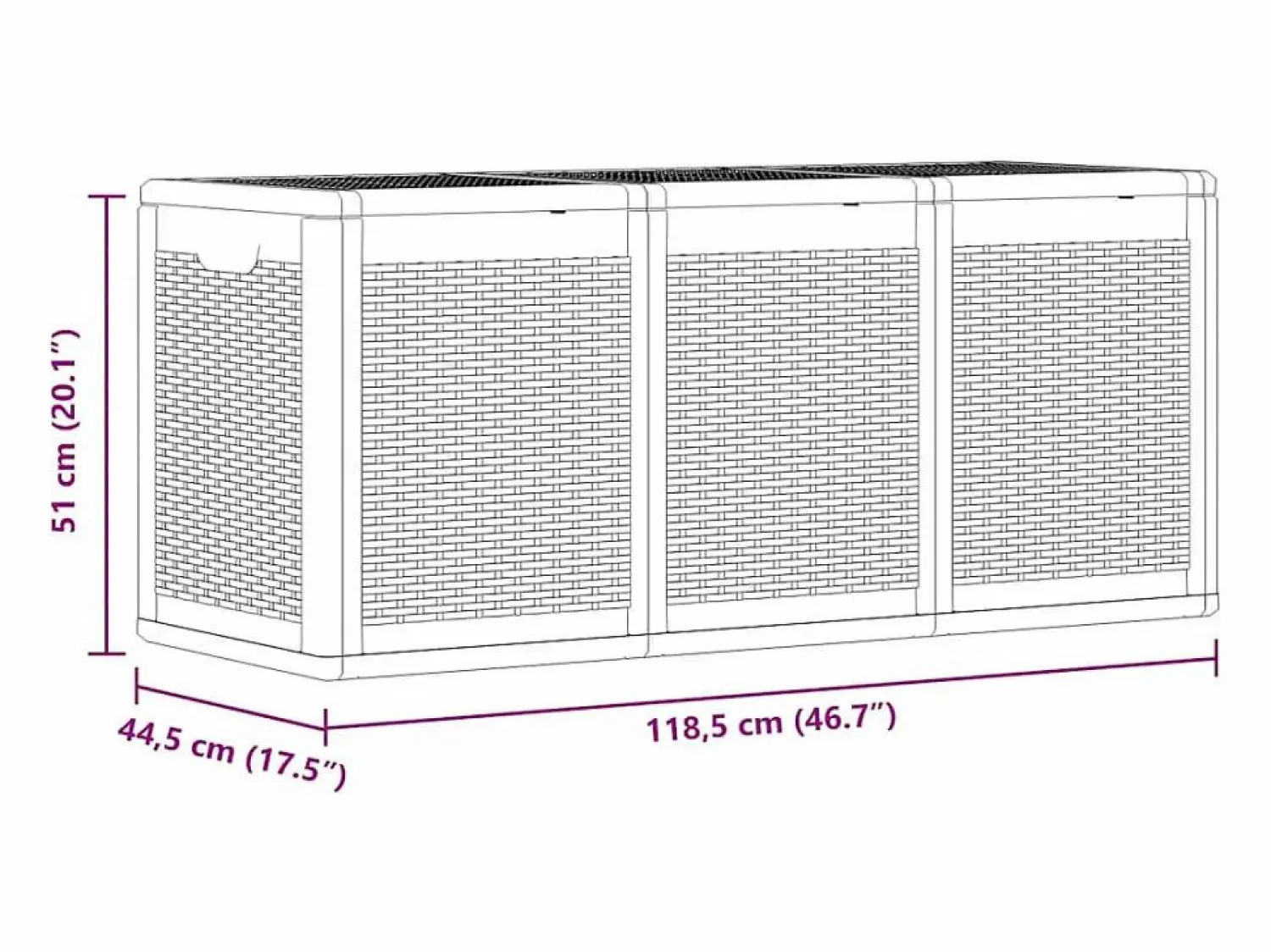 Discount Caja de almacenamiento para jardín de ratán PP de 270 L Gris