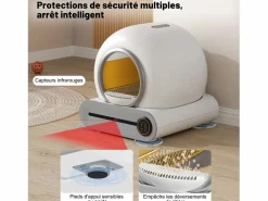 Best Hauss Spole Caja de arena autolimpiable adaptable de 65 l - Elimina olores - Controlada por app - Blanca Blanco